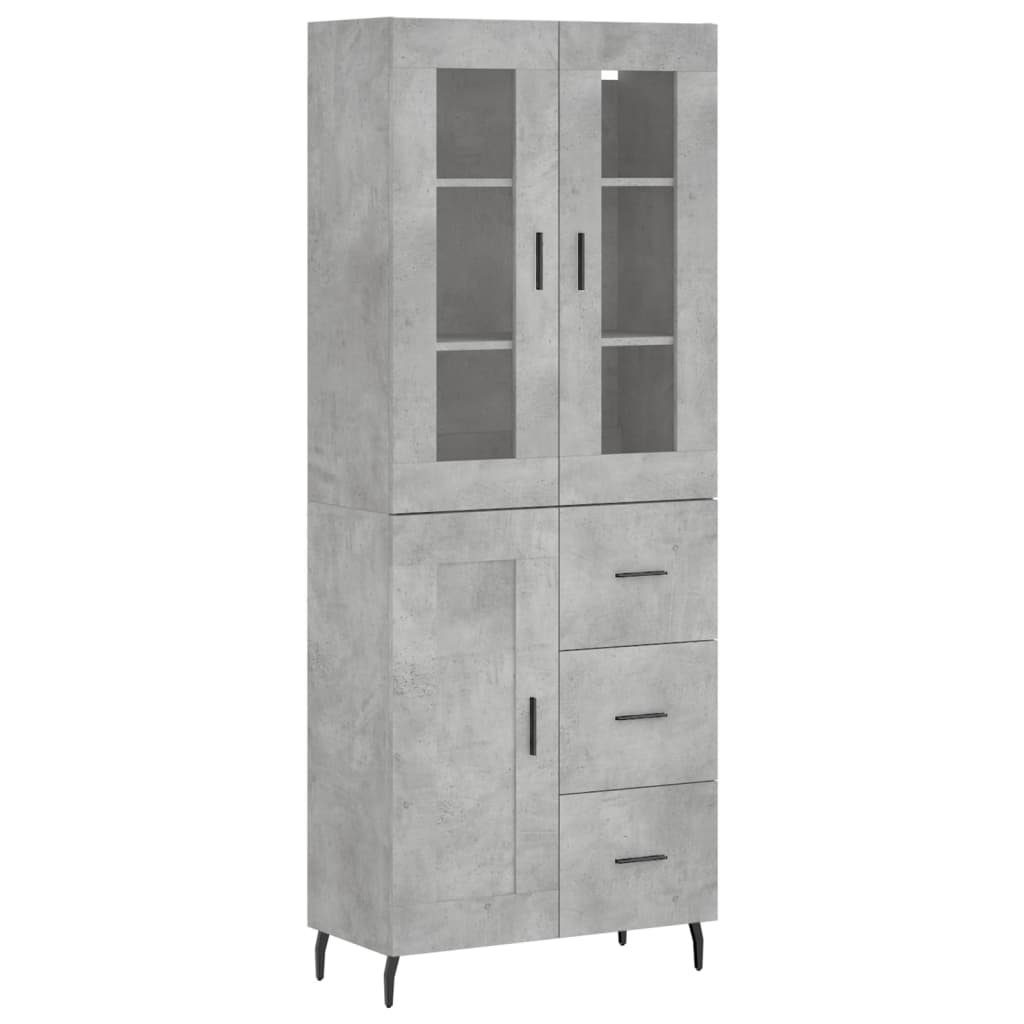 Hoge kast 69,5x34x180 cm bewerkt hout betongrijs is nu te koop bij PeponiXL, paradijselijk wonen!