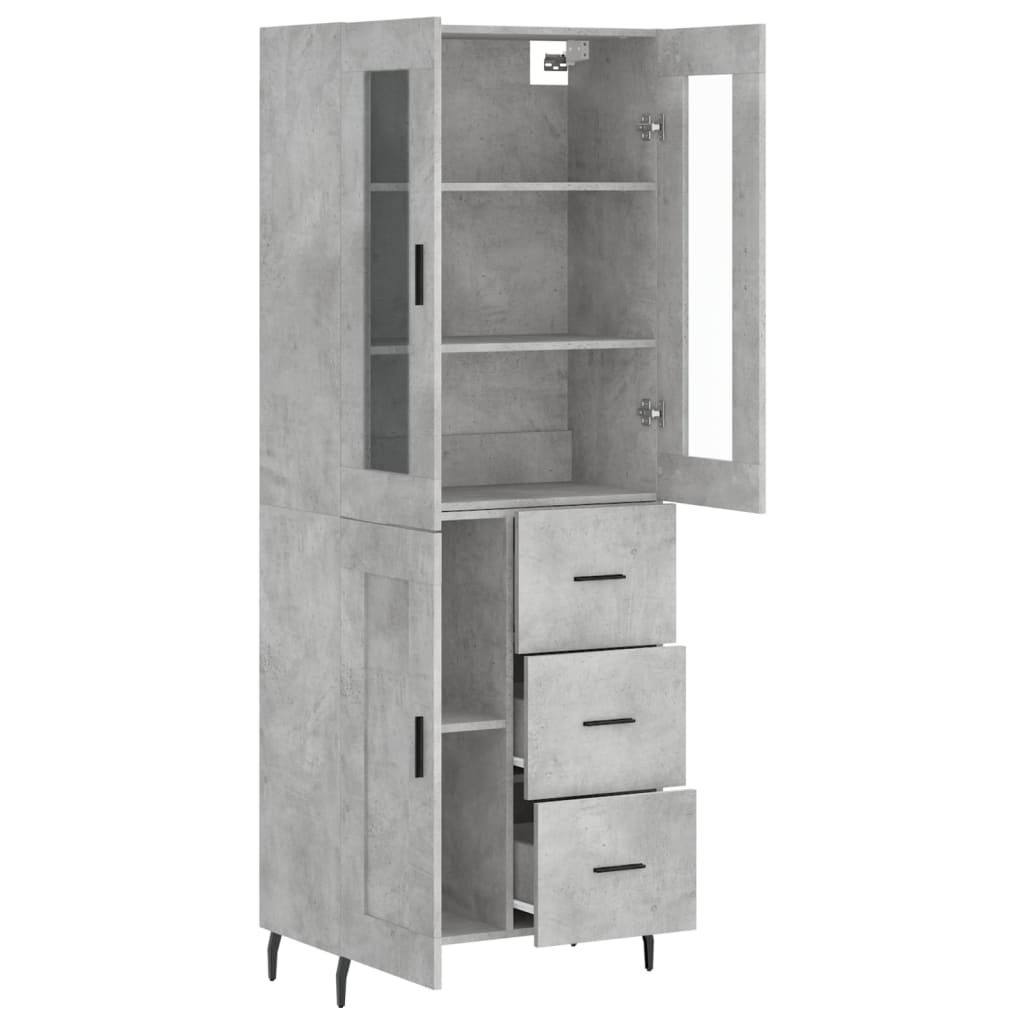 Hoge kast 69,5x34x180 cm bewerkt hout betongrijs is nu te koop bij PeponiXL, paradijselijk wonen!