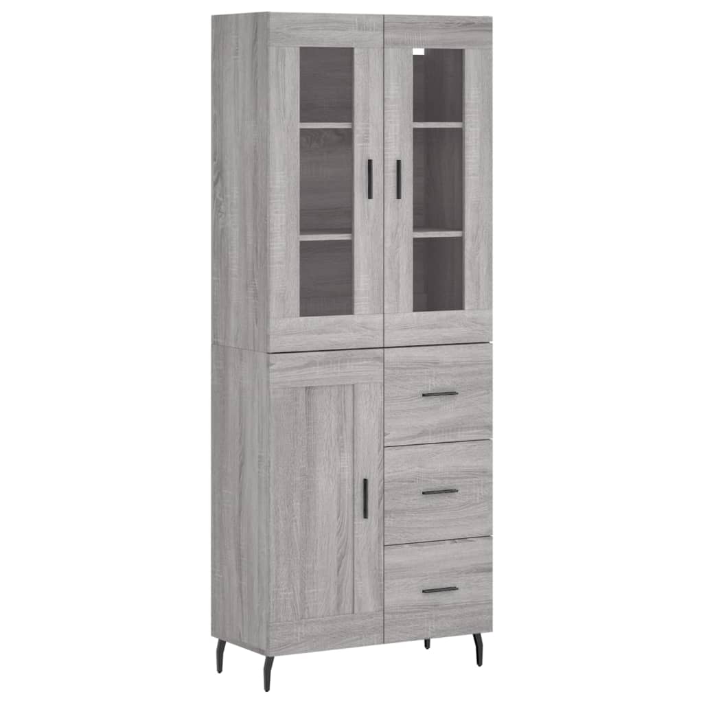 Hoge kast 69,5x34x180 cm bewerkt hout grijs sonoma eikenkleurig is nu te koop bij PeponiXL, paradijselijk wonen!