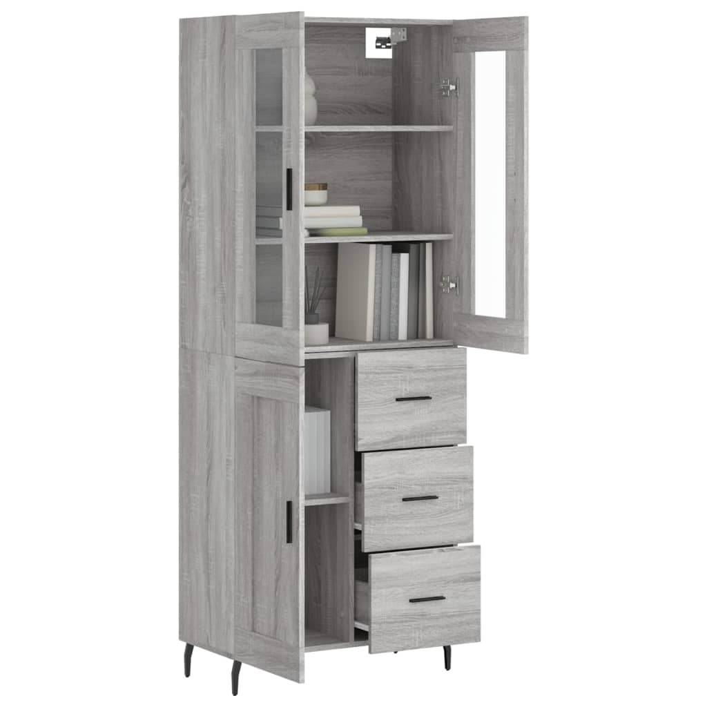 Hoge kast 69,5x34x180 cm bewerkt hout grijs sonoma eikenkleurig is nu te koop bij PeponiXL, paradijselijk wonen!