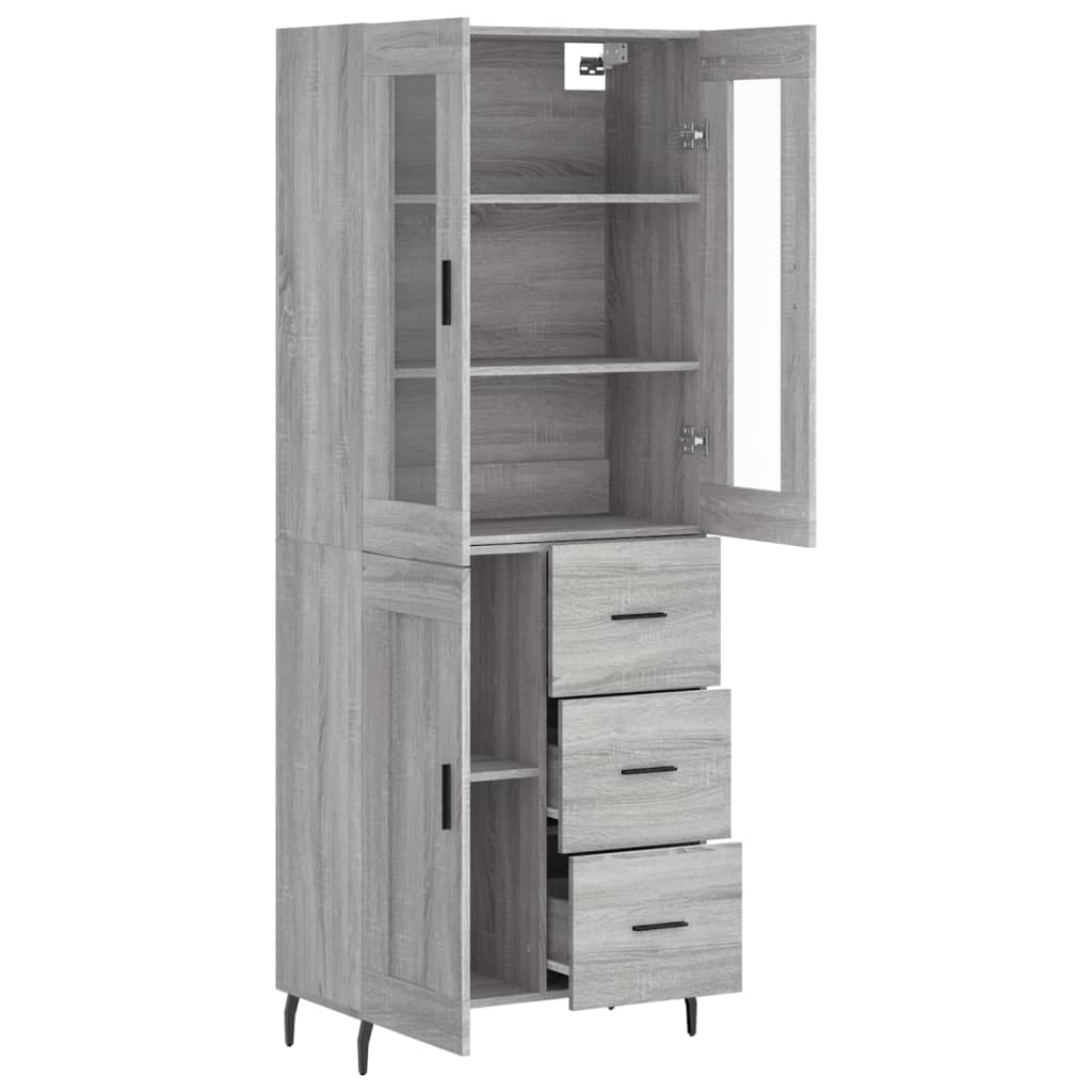 Hoge kast 69,5x34x180 cm bewerkt hout grijs sonoma eikenkleurig is nu te koop bij PeponiXL, paradijselijk wonen!