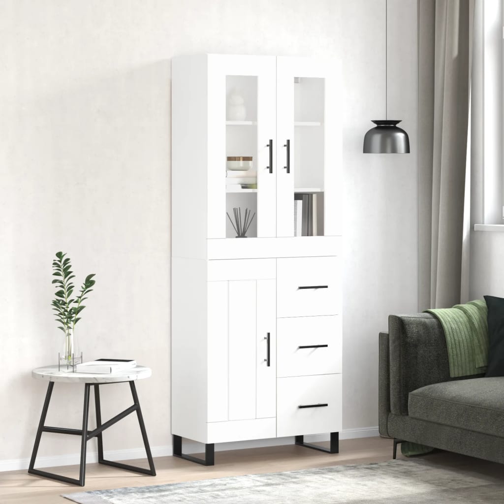 Hoge kast 69,5x34x180 cm bewerkt hout wit is nu te koop bij PeponiXL, paradijselijk wonen!