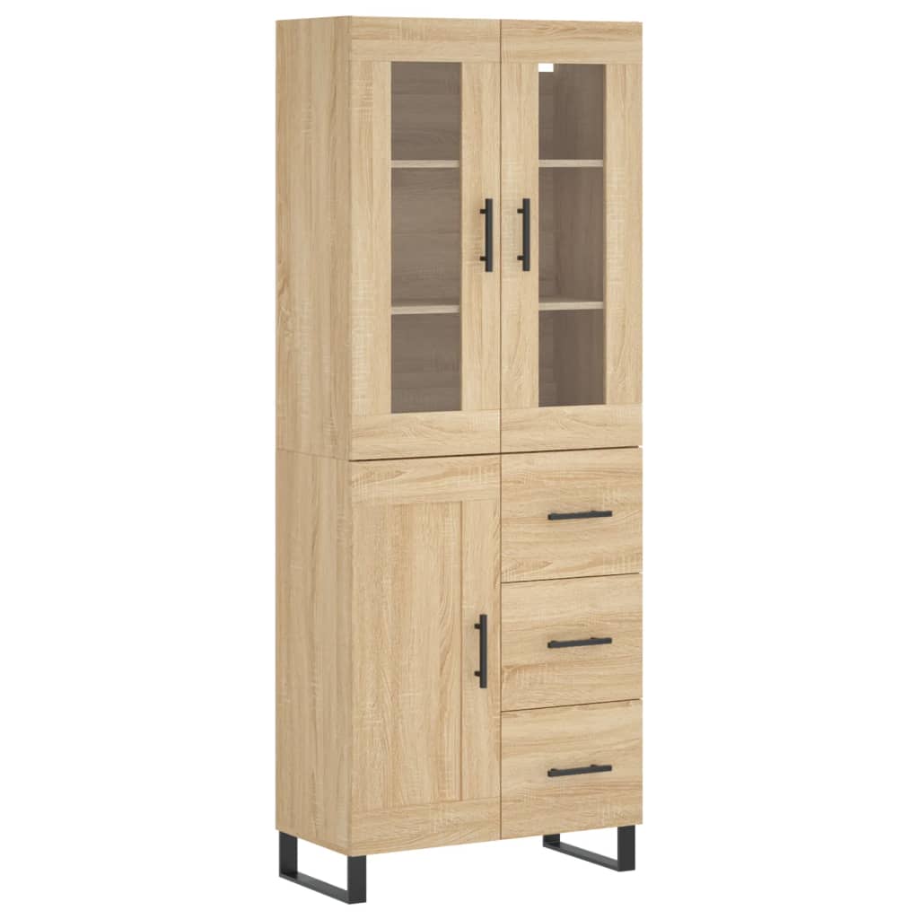 Hoge kast 69,5x34x180 cm bewerkt hout sonoma eikenkleurig is nu te koop bij PeponiXL, paradijselijk wonen!