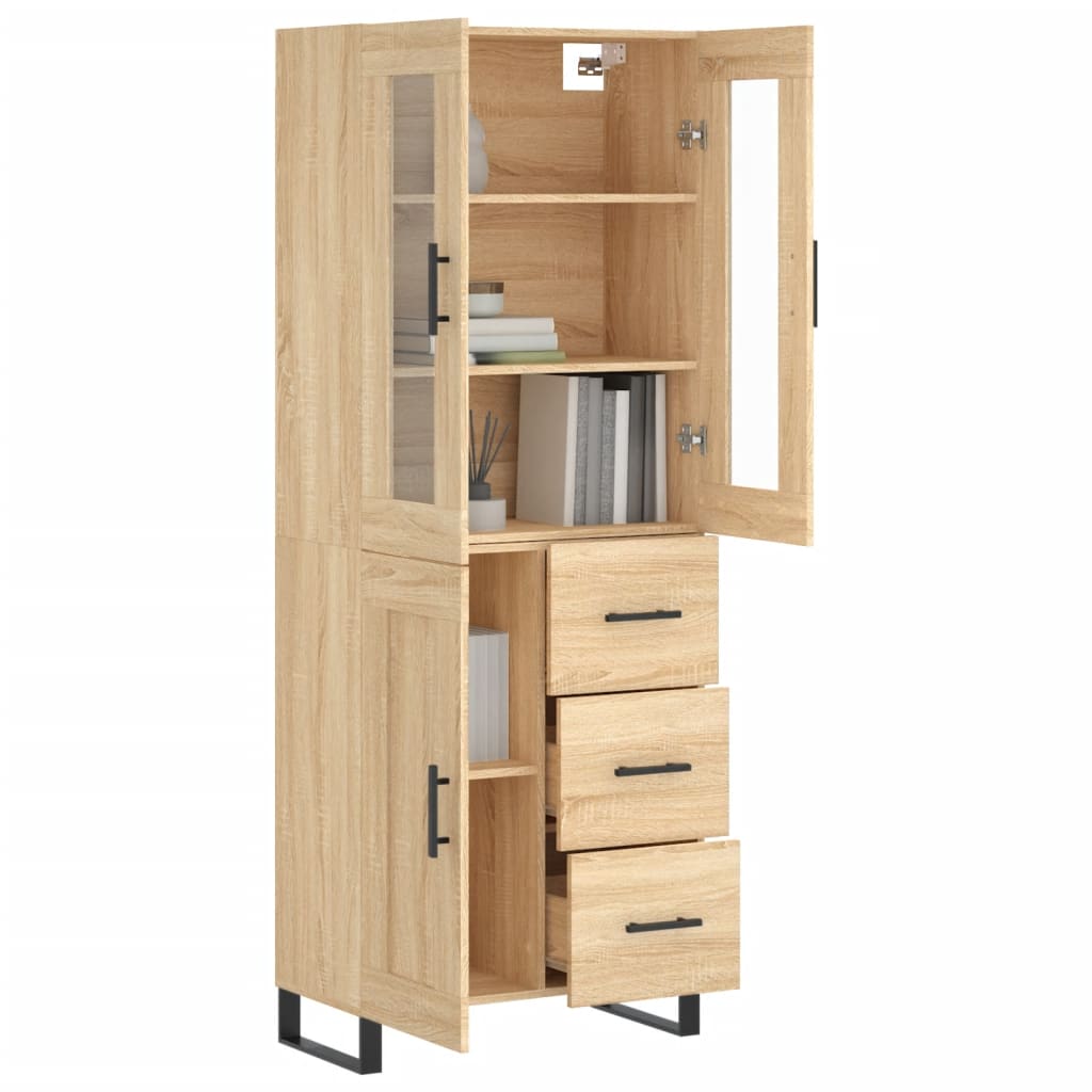 Hoge kast 69,5x34x180 cm bewerkt hout sonoma eikenkleurig is nu te koop bij PeponiXL, paradijselijk wonen!