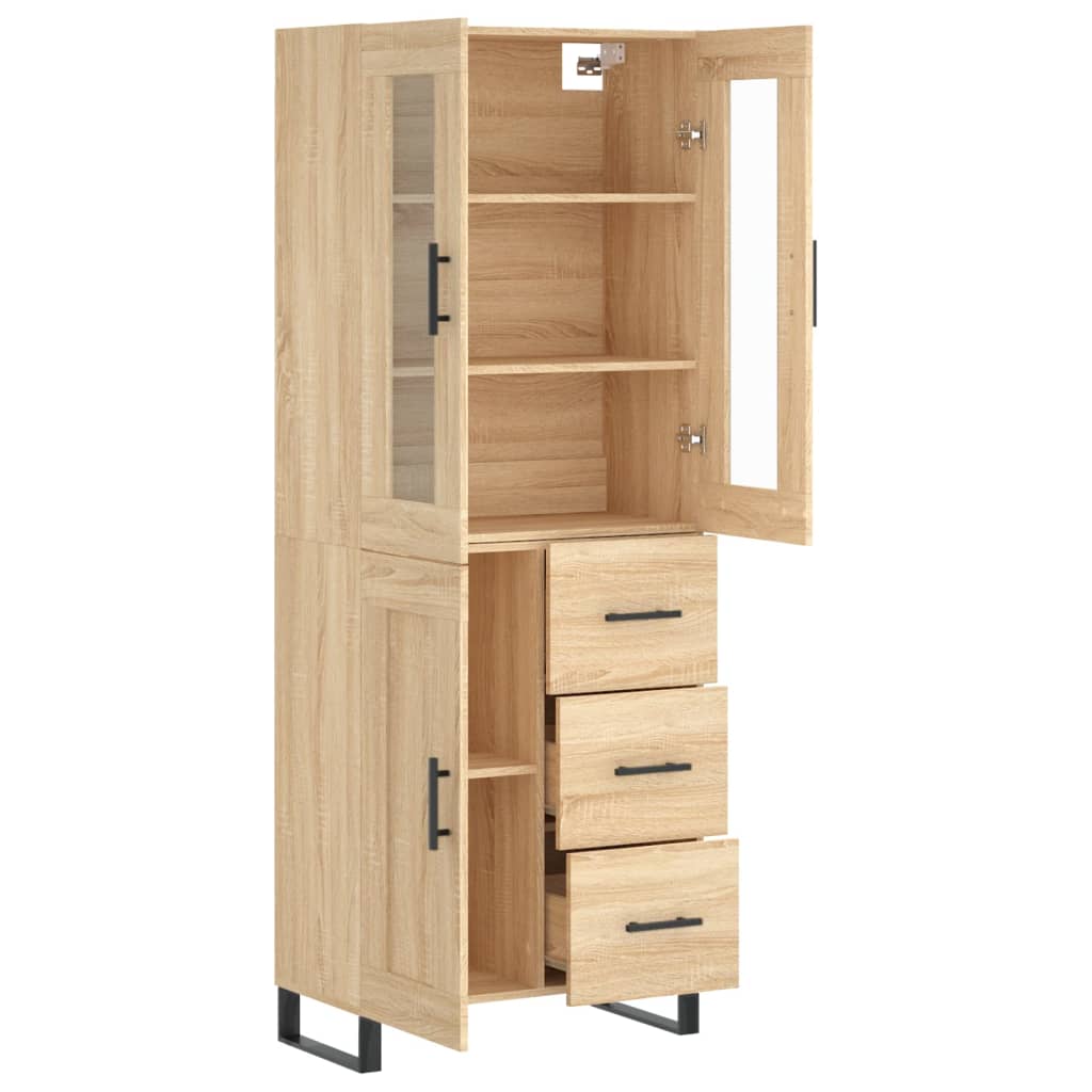 Hoge kast 69,5x34x180 cm bewerkt hout sonoma eikenkleurig is nu te koop bij PeponiXL, paradijselijk wonen!