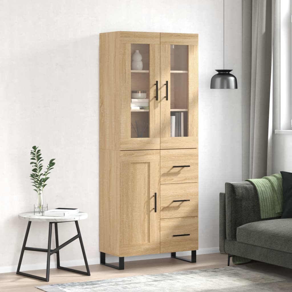Hoge kast 69,5x34x180 cm bewerkt hout sonoma eikenkleurig is nu te koop bij PeponiXL, paradijselijk wonen!