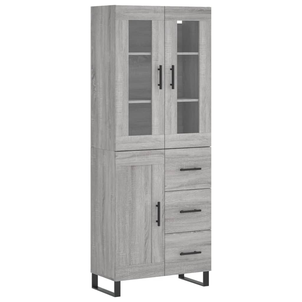 Hoge kast 69,5x34x180 cm bewerkt hout grijs sonoma eikenkleurig is nu te koop bij PeponiXL, paradijselijk wonen!