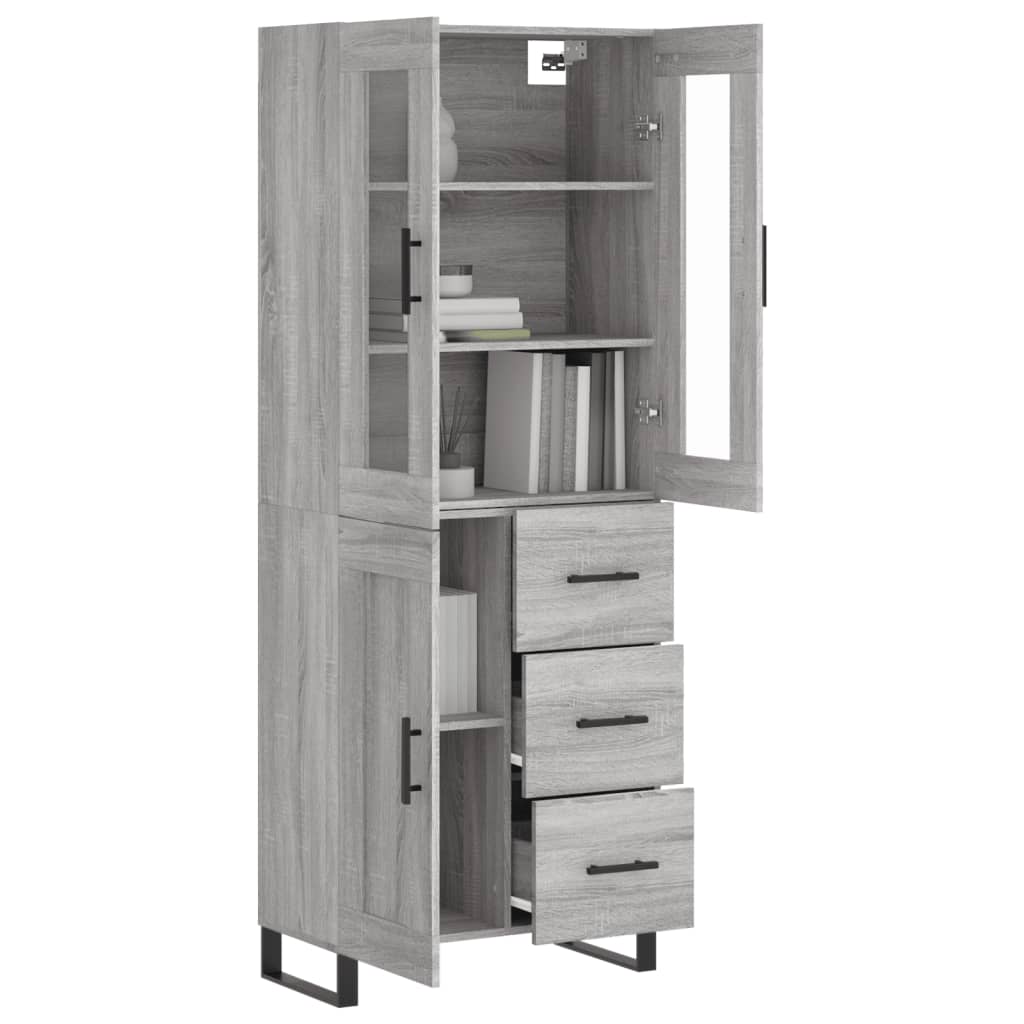 Hoge kast 69,5x34x180 cm bewerkt hout grijs sonoma eikenkleurig is nu te koop bij PeponiXL, paradijselijk wonen!