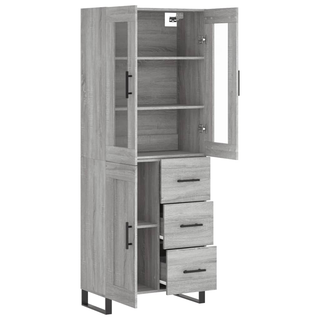 Hoge kast 69,5x34x180 cm bewerkt hout grijs sonoma eikenkleurig is nu te koop bij PeponiXL, paradijselijk wonen!