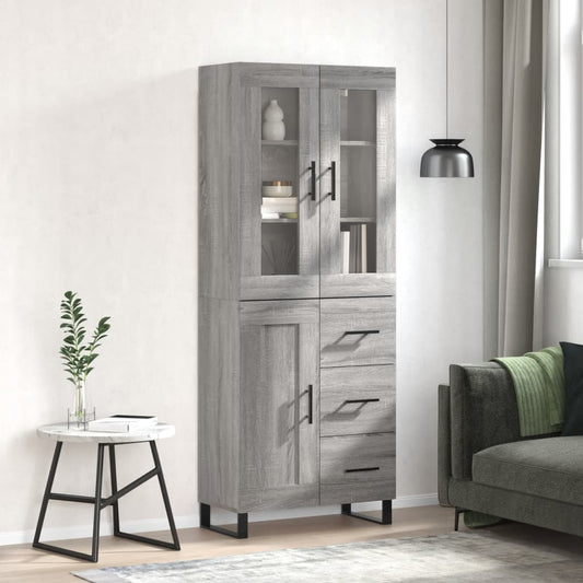 Hoge kast 69,5x34x180 cm bewerkt hout grijs sonoma eikenkleurig is nu te koop bij PeponiXL, paradijselijk wonen!
