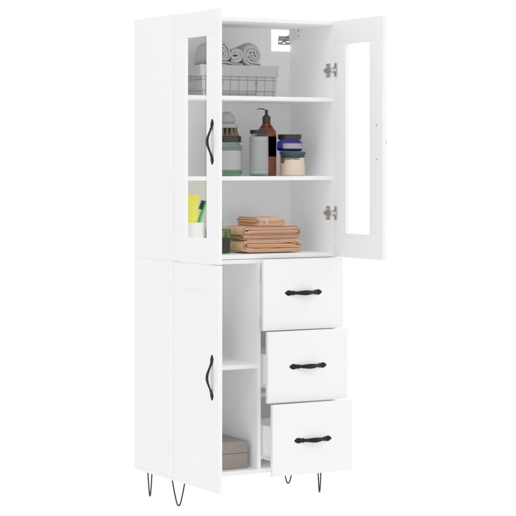 Hoge kast 69,5x34x180 cm bewerkt hout wit is nu te koop bij PeponiXL, paradijselijk wonen!
