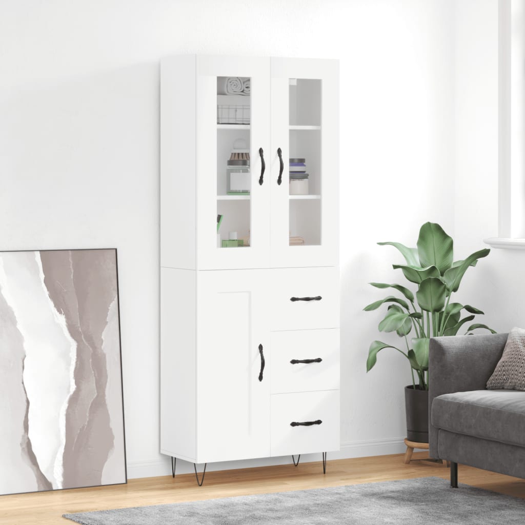 Hoge kast 69,5x34x180 cm bewerkt hout wit is nu te koop bij PeponiXL, paradijselijk wonen!