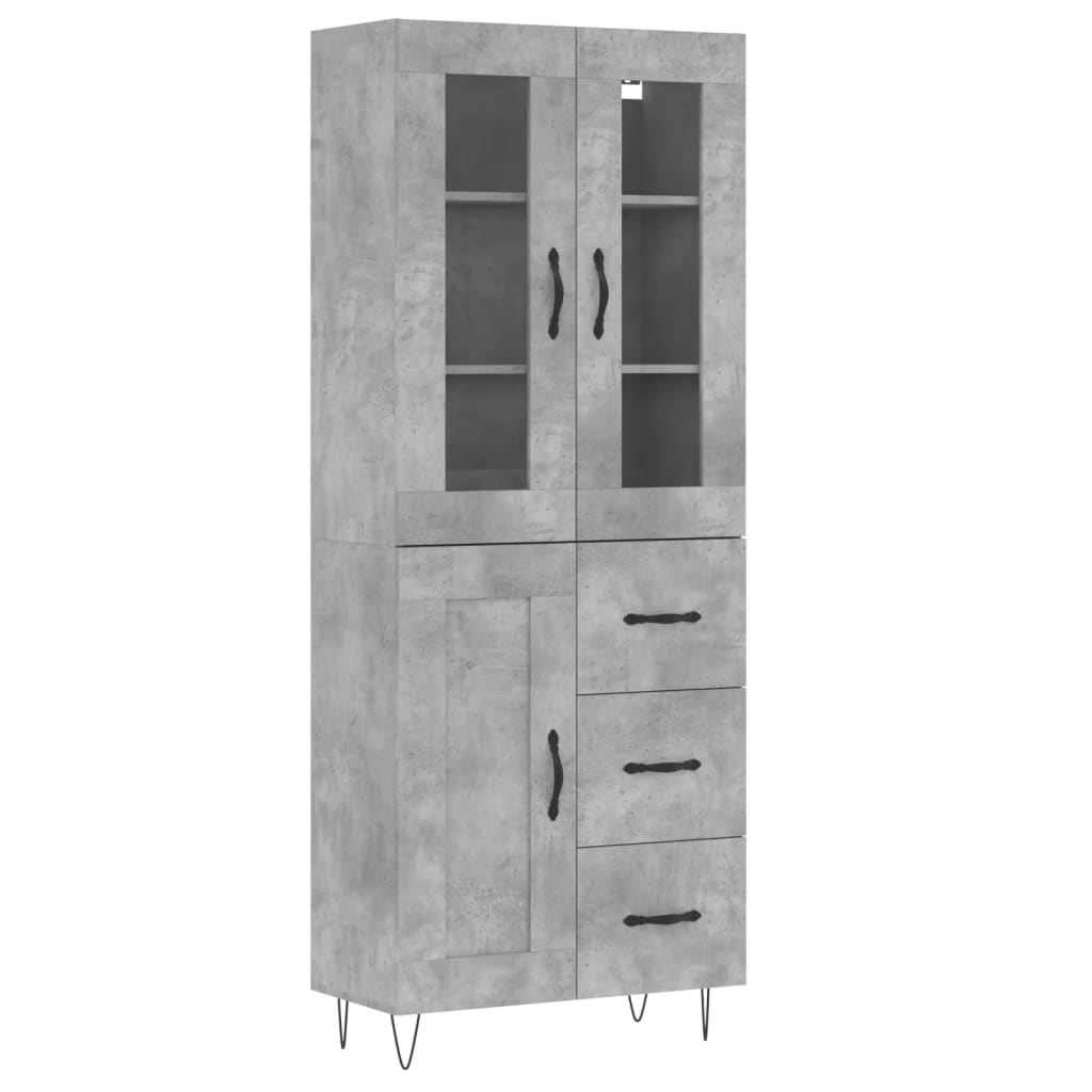 Hoge kast 69,5x34x180 cm bewerkt hout betongrijs is nu te koop bij PeponiXL, paradijselijk wonen!