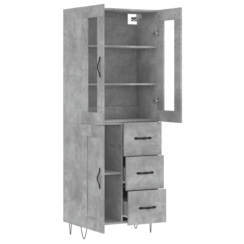 Hoge kast 69,5x34x180 cm bewerkt hout betongrijs is nu te koop bij PeponiXL, paradijselijk wonen!