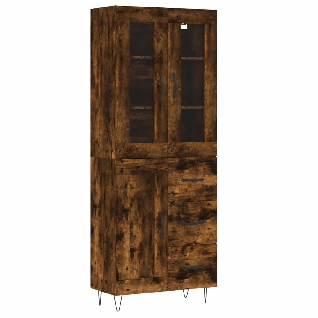 Hoge kast 69,5x34x180 cm bewerkt hout gerookt eikenkleurig is nu te koop bij PeponiXL, paradijselijk wonen!