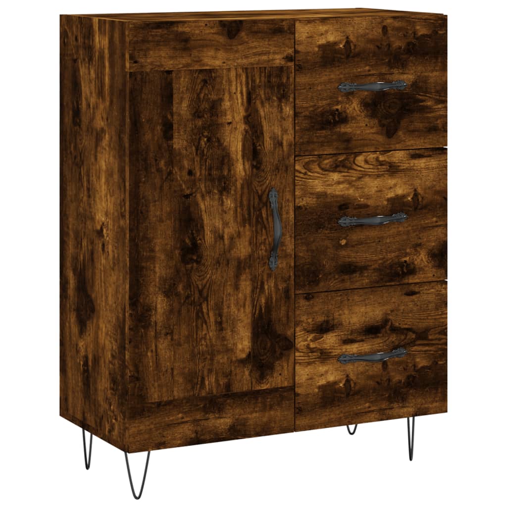 Hoge kast 69,5x34x180 cm bewerkt hout gerookt eikenkleurig is nu te koop bij PeponiXL, paradijselijk wonen!