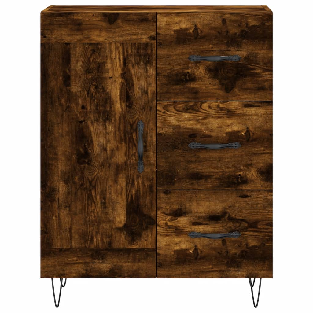 Hoge kast 69,5x34x180 cm bewerkt hout gerookt eikenkleurig is nu te koop bij PeponiXL, paradijselijk wonen!