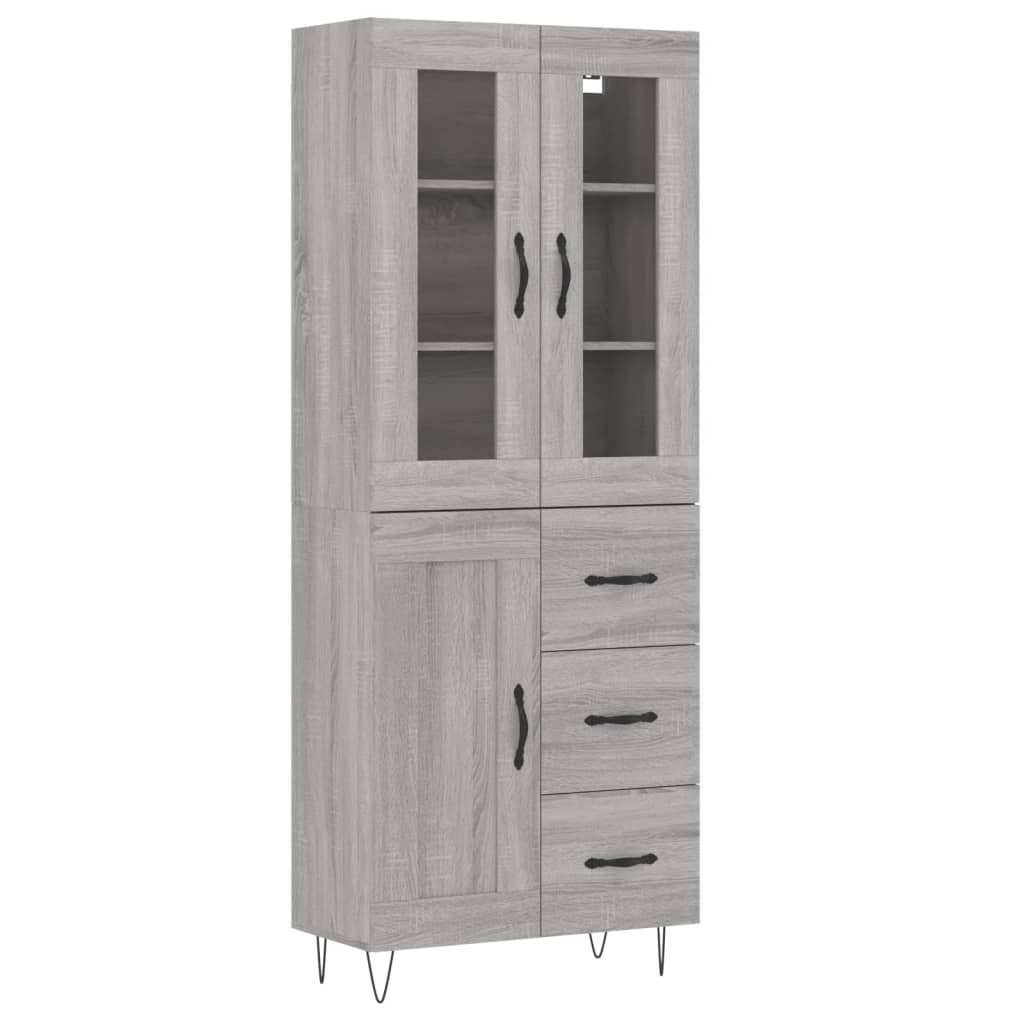 Hoge kast 69,5x34x180 cm bewerkt hout grijs sonoma eikenkleurig is nu te koop bij PeponiXL, paradijselijk wonen!