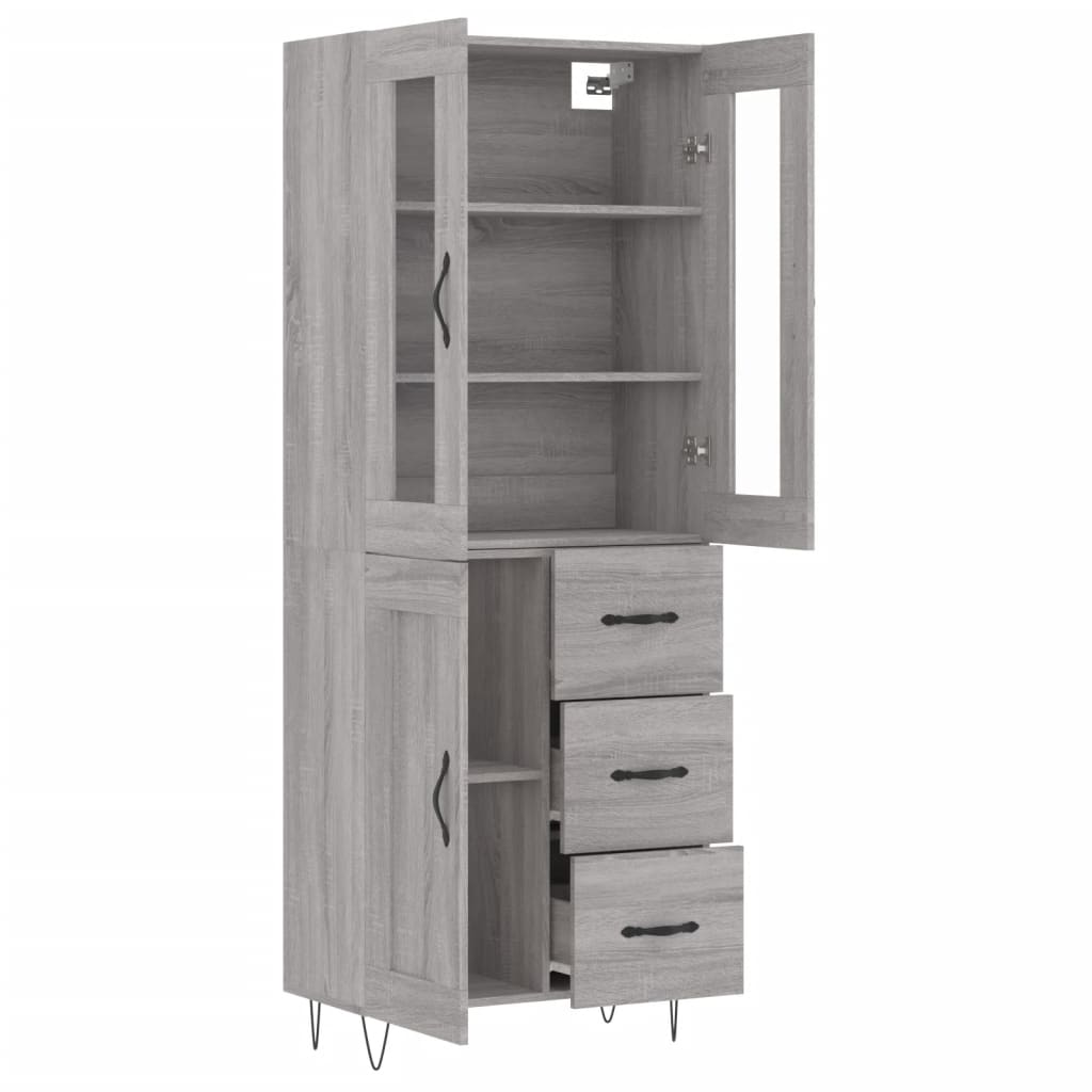 Hoge kast 69,5x34x180 cm bewerkt hout grijs sonoma eikenkleurig is nu te koop bij PeponiXL, paradijselijk wonen!