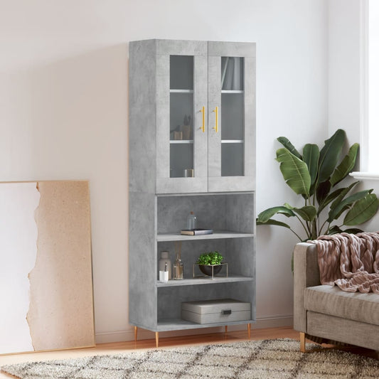 Hoge kast 69,5x34x180 cm bewerkt hout betongrijs is nu te koop bij PeponiXL, paradijselijk wonen!