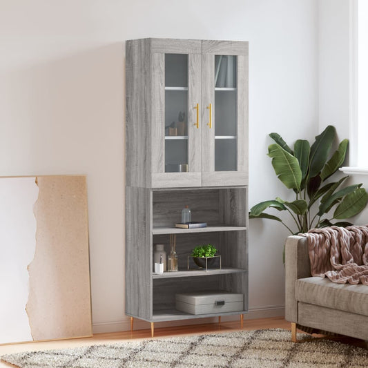 Hoge kast 69,5x34x180 cm bewerkt hout grijs sonoma eikenkleurig is nu te koop bij PeponiXL, paradijselijk wonen!