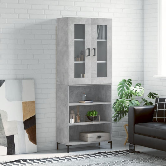 Hoge kast 69,5x34x180 cm bewerkt hout betongrijs is nu te koop bij PeponiXL, paradijselijk wonen!