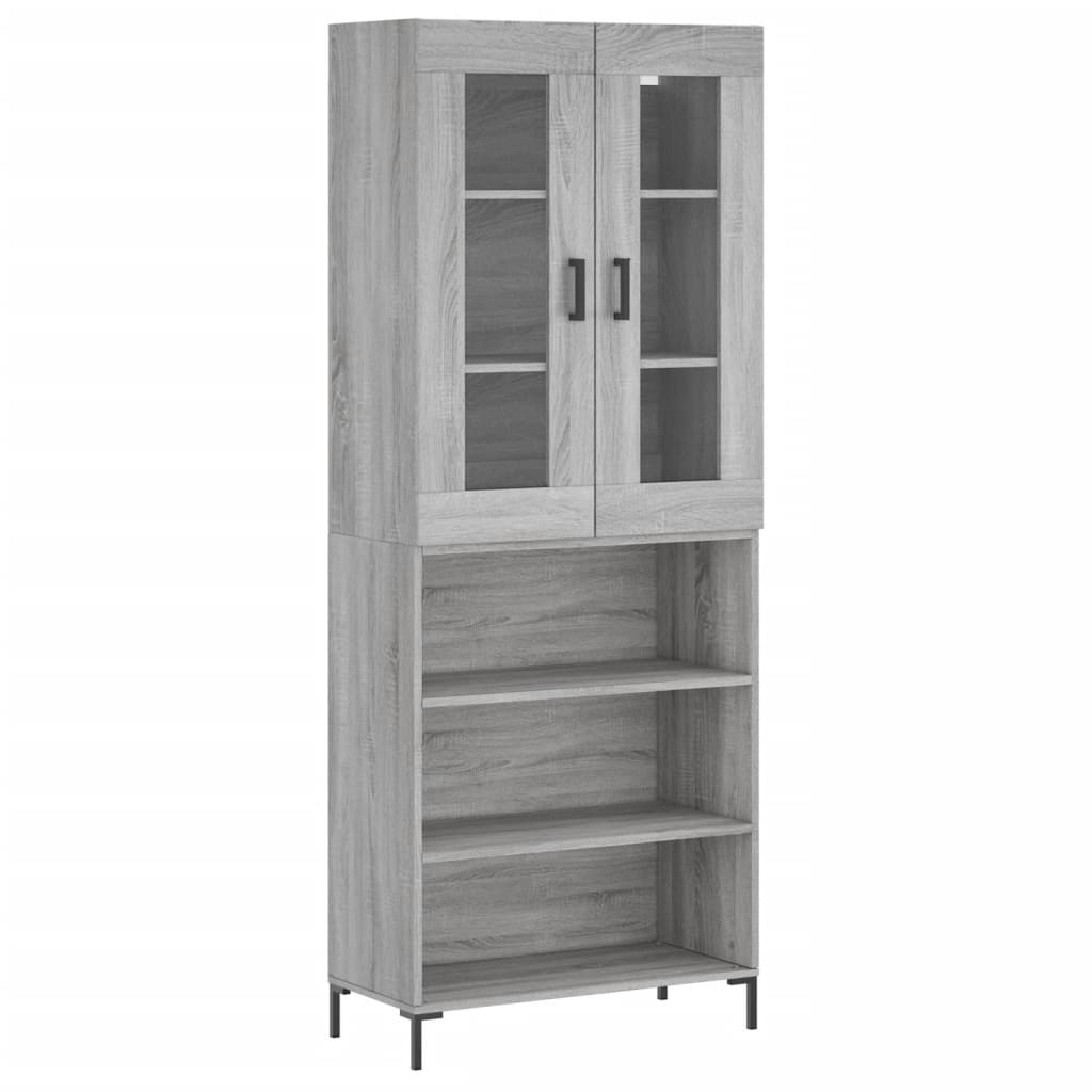 Hoge kast 69,5x34x180 cm bewerkt hout grijs sonoma eikenkleurig is nu te koop bij PeponiXL, paradijselijk wonen!