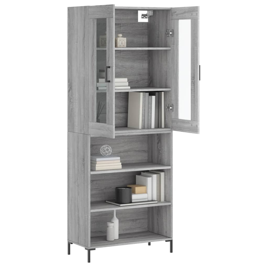 Hoge kast 69,5x34x180 cm bewerkt hout grijs sonoma eikenkleurig is nu te koop bij PeponiXL, paradijselijk wonen!