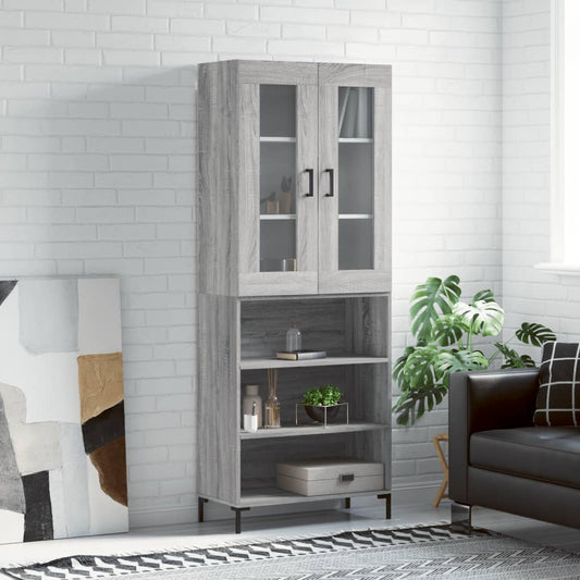 Hoge kast 69,5x34x180 cm bewerkt hout grijs sonoma eikenkleurig is nu te koop bij PeponiXL, paradijselijk wonen!