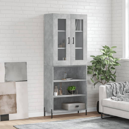 Hoge kast 69,5x34x180 cm bewerkt hout betongrijs is nu te koop bij PeponiXL, paradijselijk wonen!