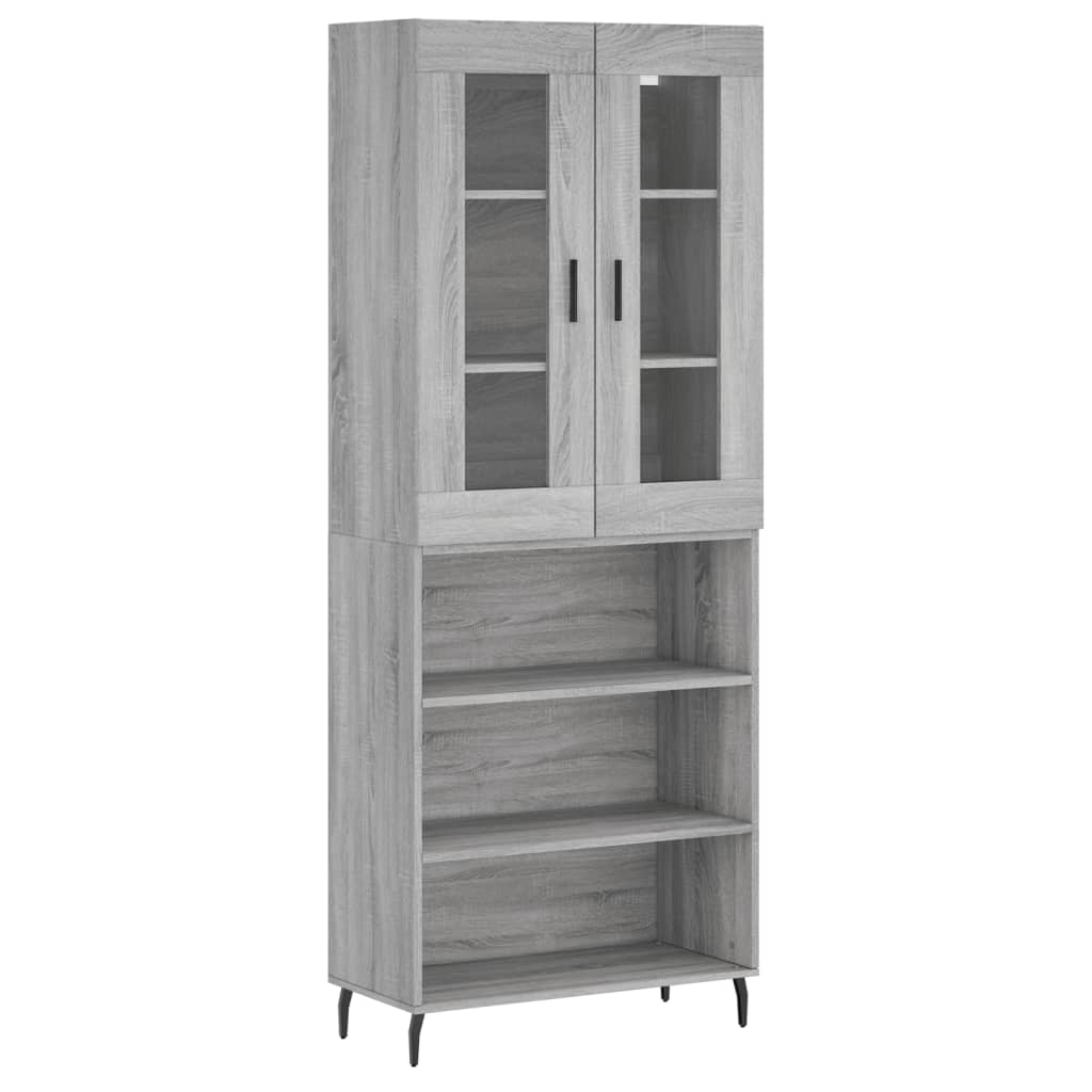 Hoge kast 69,5x34x180 cm bewerkt hout grijs sonoma eikenkleurig is nu te koop bij PeponiXL, paradijselijk wonen!