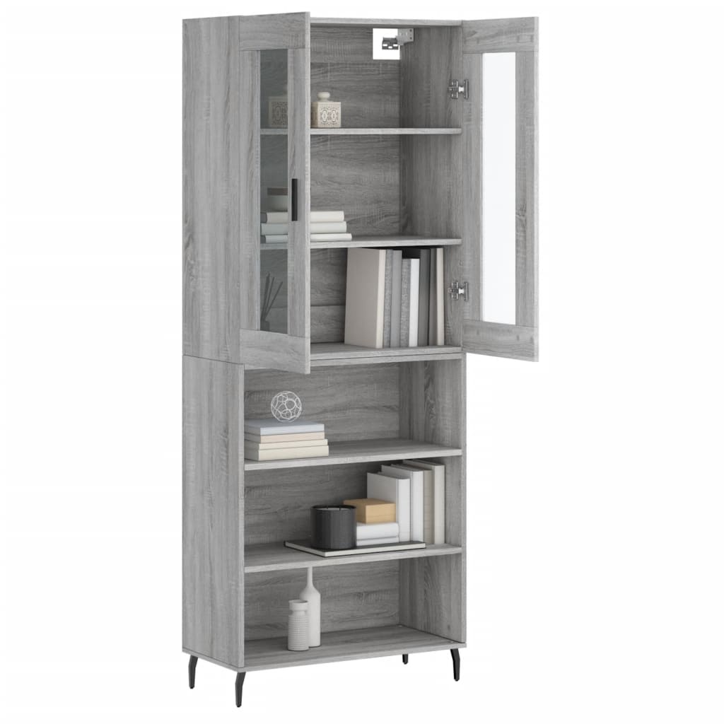 Hoge kast 69,5x34x180 cm bewerkt hout grijs sonoma eikenkleurig is nu te koop bij PeponiXL, paradijselijk wonen!