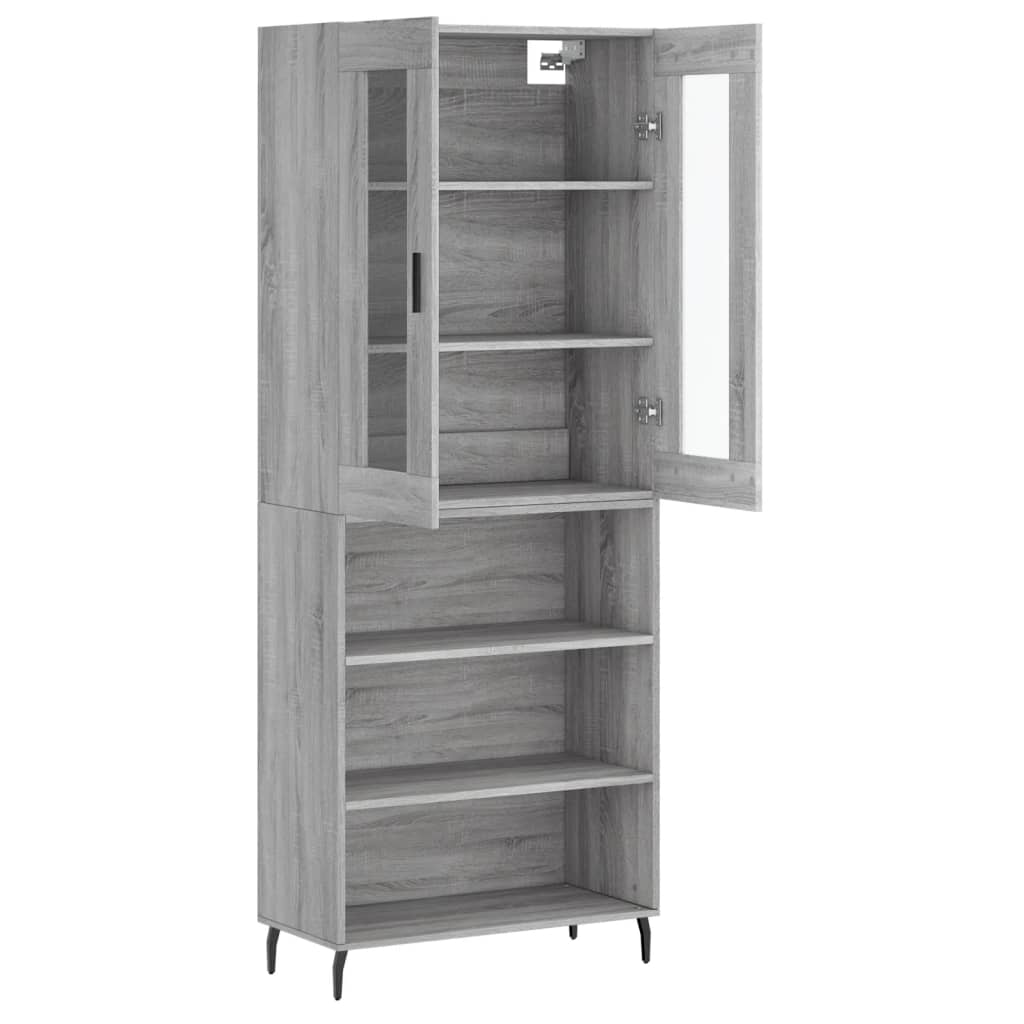 Hoge kast 69,5x34x180 cm bewerkt hout grijs sonoma eikenkleurig is nu te koop bij PeponiXL, paradijselijk wonen!