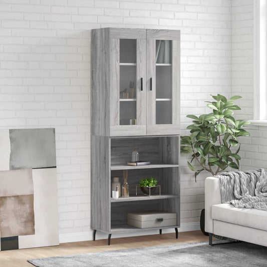 Hoge kast 69,5x34x180 cm bewerkt hout grijs sonoma eikenkleurig is nu te koop bij PeponiXL, paradijselijk wonen!