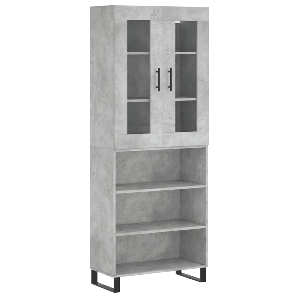 Hoge kast 69,5x34x180 cm bewerkt hout betongrijs is nu te koop bij PeponiXL, paradijselijk wonen!