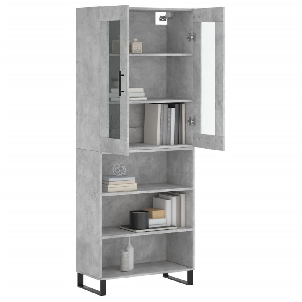 Hoge kast 69,5x34x180 cm bewerkt hout betongrijs is nu te koop bij PeponiXL, paradijselijk wonen!
