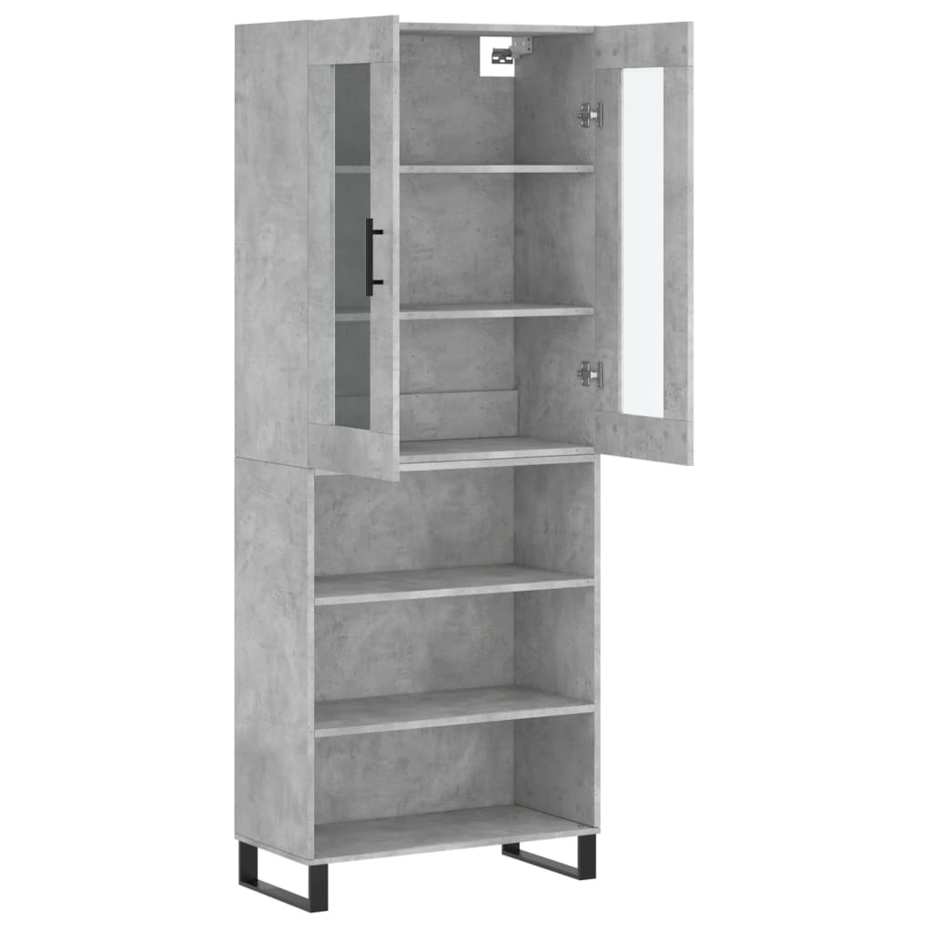 Hoge kast 69,5x34x180 cm bewerkt hout betongrijs is nu te koop bij PeponiXL, paradijselijk wonen!
