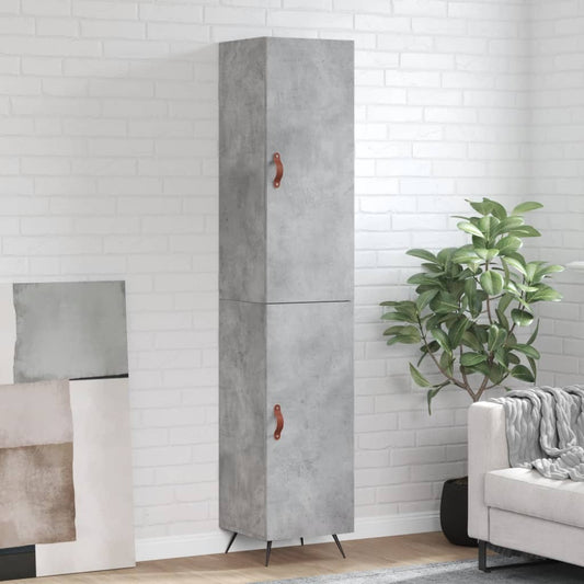 Hoge kast 34,5x34x180 cm bewerkt hout betongrijs is nu te koop bij PeponiXL, paradijselijk wonen!