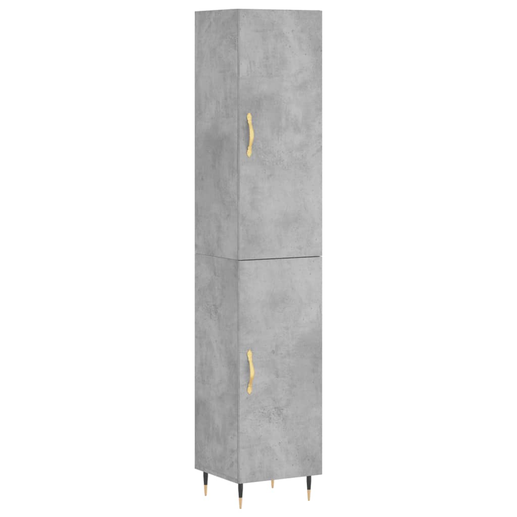 Hoge kast 34,5x34x180 cm bewerkt hout betongrijs is nu te koop bij PeponiXL, paradijselijk wonen!