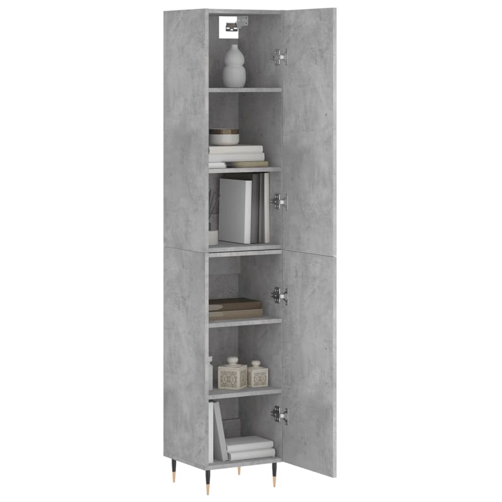 Hoge kast 34,5x34x180 cm bewerkt hout betongrijs is nu te koop bij PeponiXL, paradijselijk wonen!
