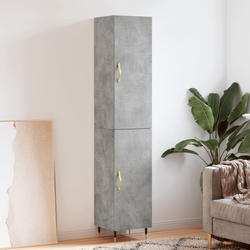 Hoge kast 34,5x34x180 cm bewerkt hout betongrijs is nu te koop bij PeponiXL, paradijselijk wonen!