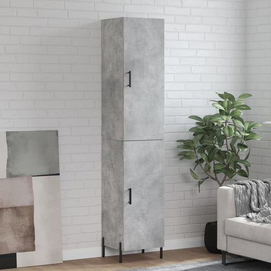 Hoge kast 34,5x34x180 cm bewerkt hout betongrijs is nu te koop bij PeponiXL, paradijselijk wonen!
