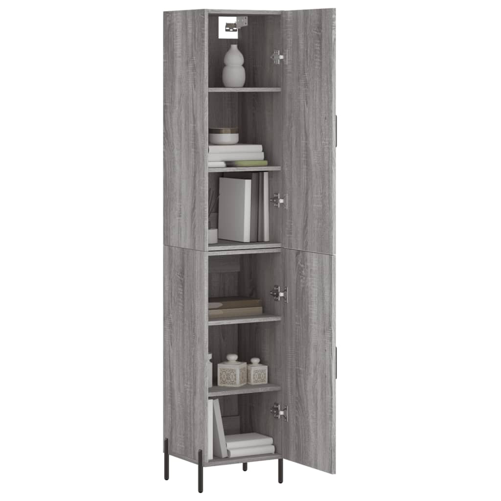 Hoge kast 34,5x34x180 cm bewerkt hout grijs sonoma eikenkleurig is nu te koop bij PeponiXL, paradijselijk wonen!