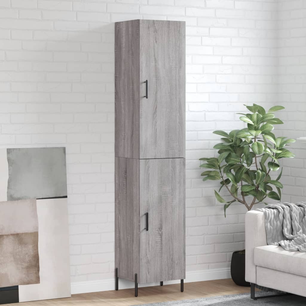 Hoge kast 34,5x34x180 cm bewerkt hout grijs sonoma eikenkleurig is nu te koop bij PeponiXL, paradijselijk wonen!