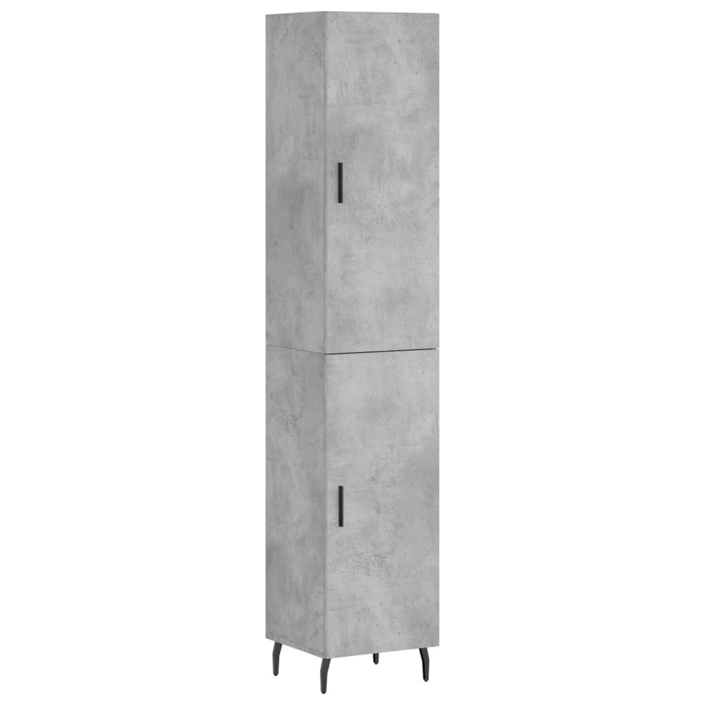 Hoge kast 34,5x34x180 cm bewerkt hout betongrijs is nu te koop bij PeponiXL, paradijselijk wonen!