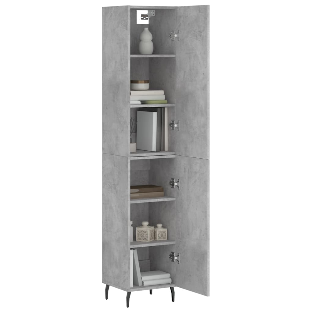 Hoge kast 34,5x34x180 cm bewerkt hout betongrijs is nu te koop bij PeponiXL, paradijselijk wonen!