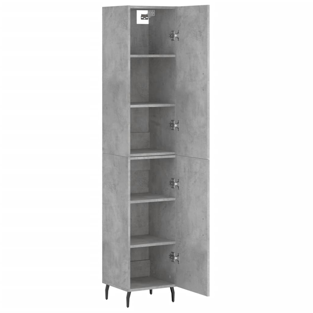 Hoge kast 34,5x34x180 cm bewerkt hout betongrijs is nu te koop bij PeponiXL, paradijselijk wonen!