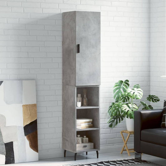 Hoge kast 34,5x34x180 cm bewerkt hout betongrijs is nu te koop bij PeponiXL, paradijselijk wonen!
