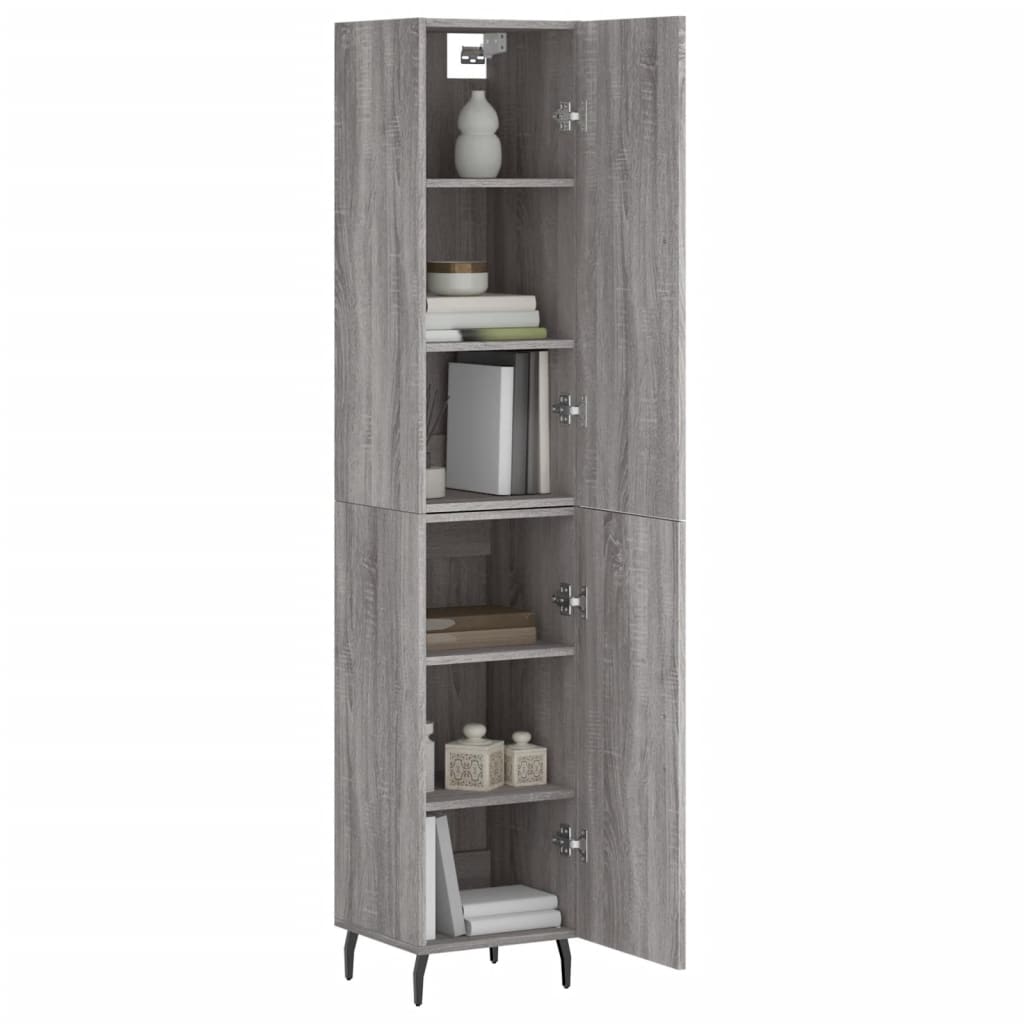Hoge kast 34,5x34x180 cm bewerkt hout grijs sonoma eikenkleurig is nu te koop bij PeponiXL, paradijselijk wonen!