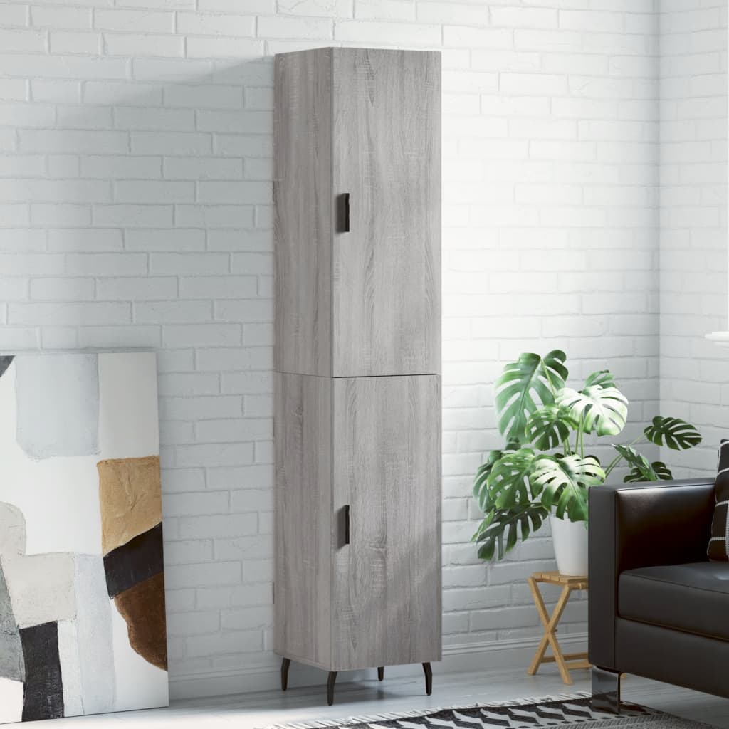 Hoge kast 34,5x34x180 cm bewerkt hout grijs sonoma eikenkleurig is nu te koop bij PeponiXL, paradijselijk wonen!